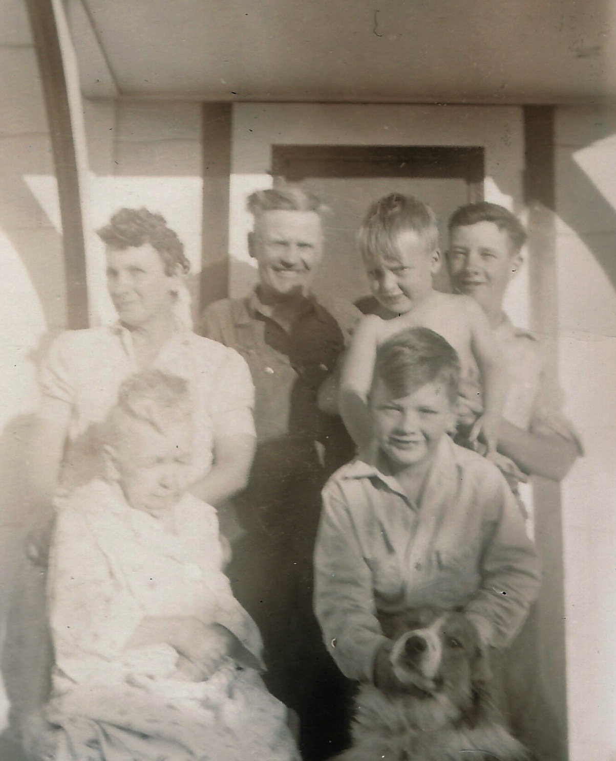 Grandma Aydelotte, Grandma Giles and Granddad Giles, Dad is holding Dave